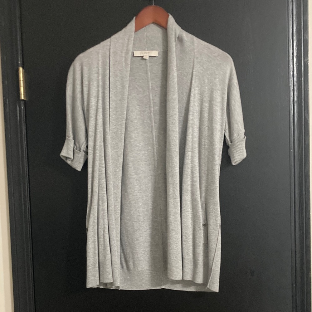 LOFT Heather Gray Knit Cardigan